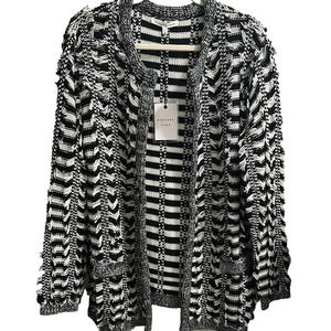 Endless Rose Black and White Striped Cardigan
